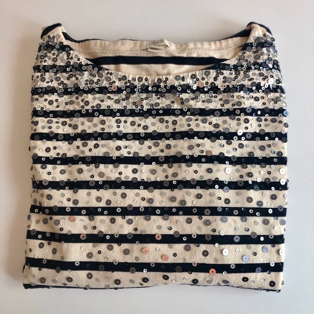 J Crew Factory 3/4” Striped Sequin Shirt